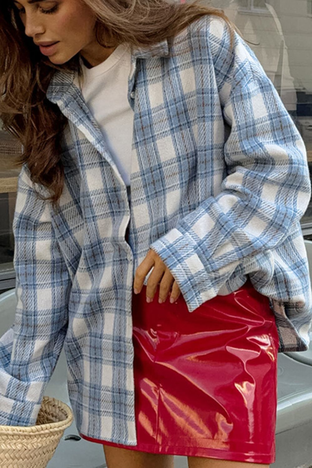 Plaid Button Up Long Sleeve Jacket