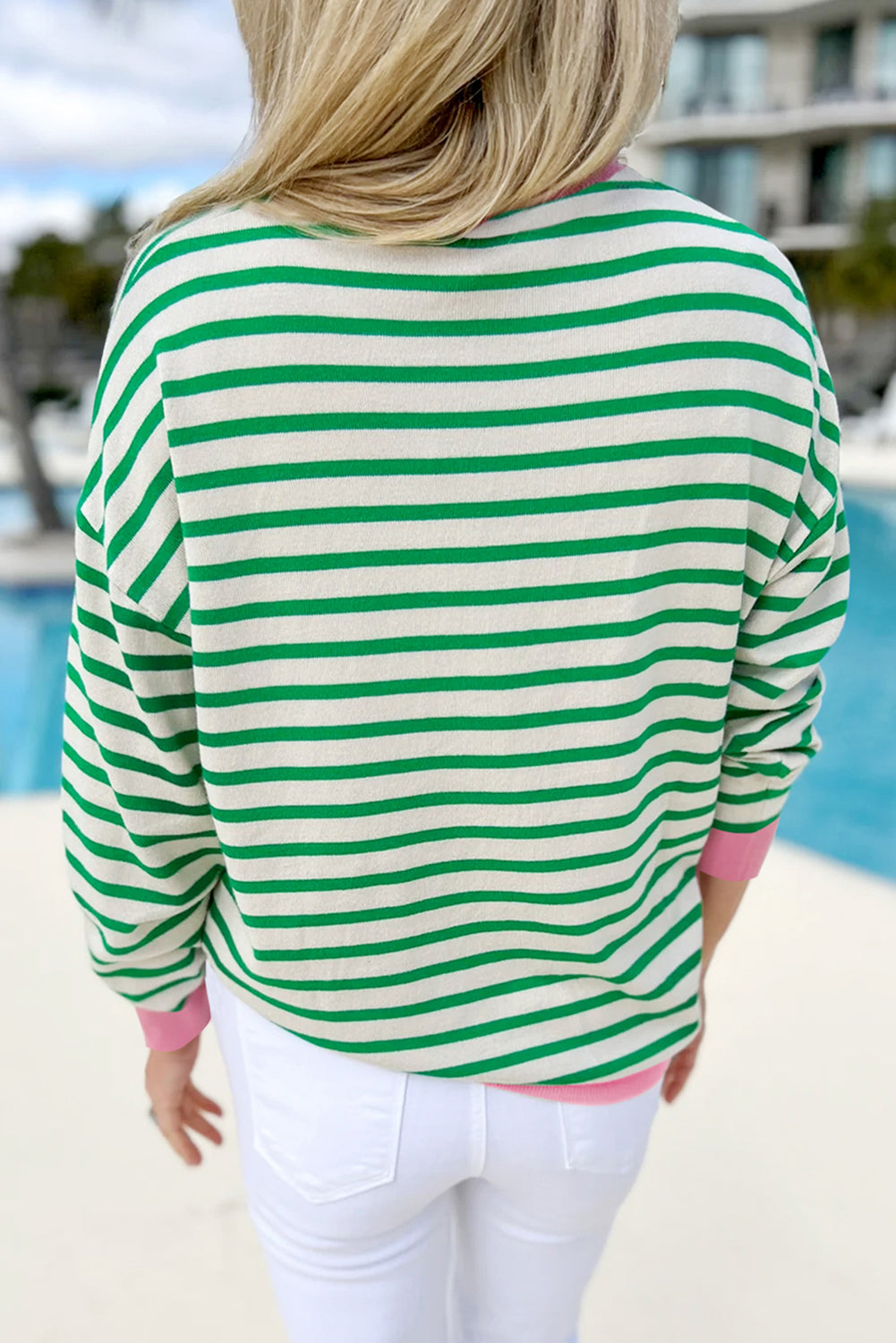 Striped Lucky Clover Long Sleeve Sweatshirt