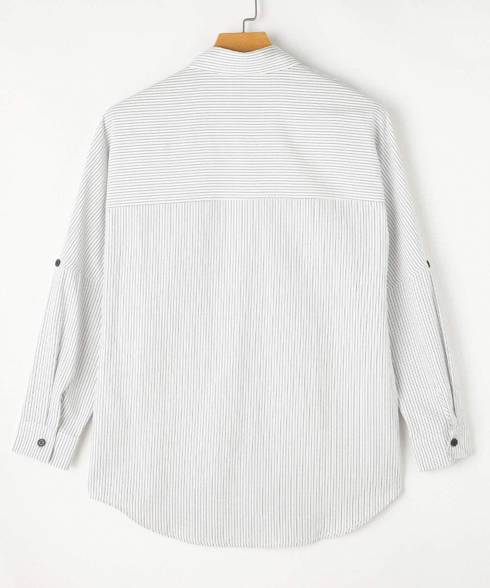 Striped Collared Neck Long Sleeve Shirt