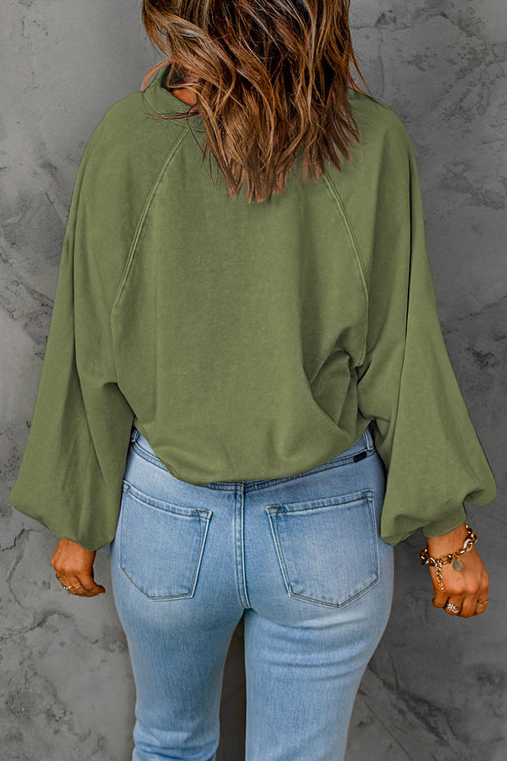 Half Snap Long Sleeve Sweatshirt