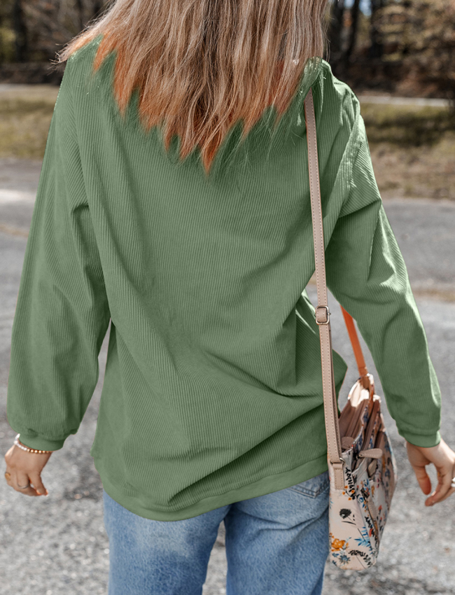 LUCKY Rhinestone Round Neck Long Sleeve Sweatshirt