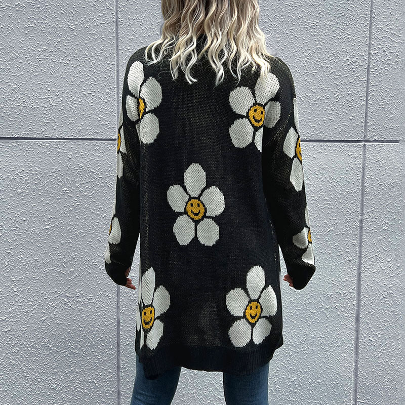 Perfee Floral Button Down Longline Cardigan